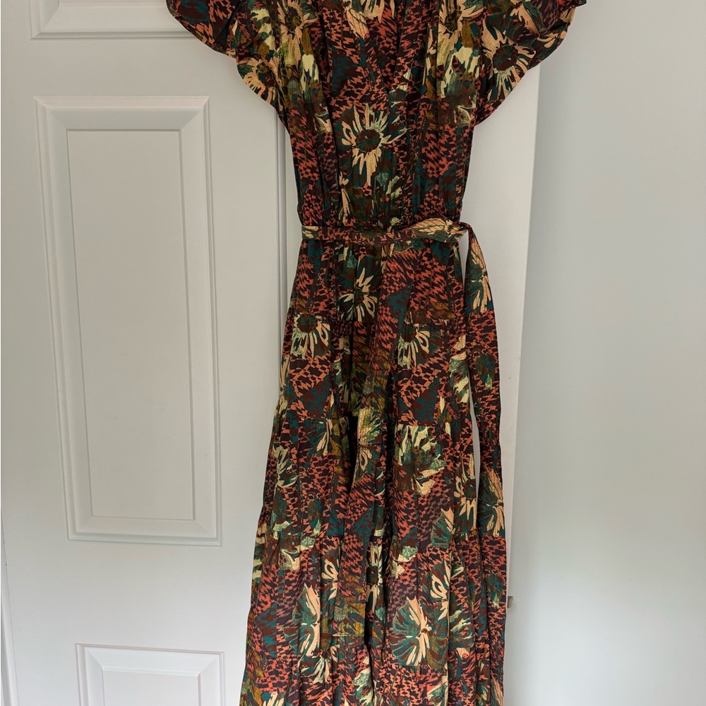 Ulla Johnson Midi Dress V-Neck, Puff Sleeve